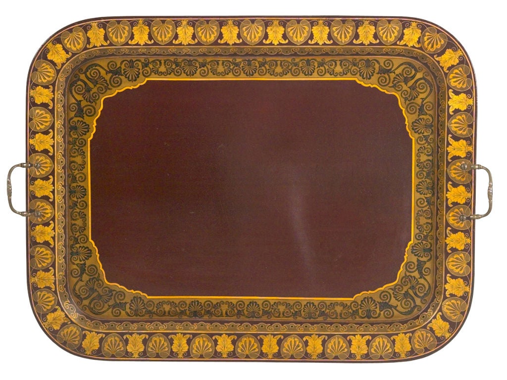 Red Japanned Tray on Stand