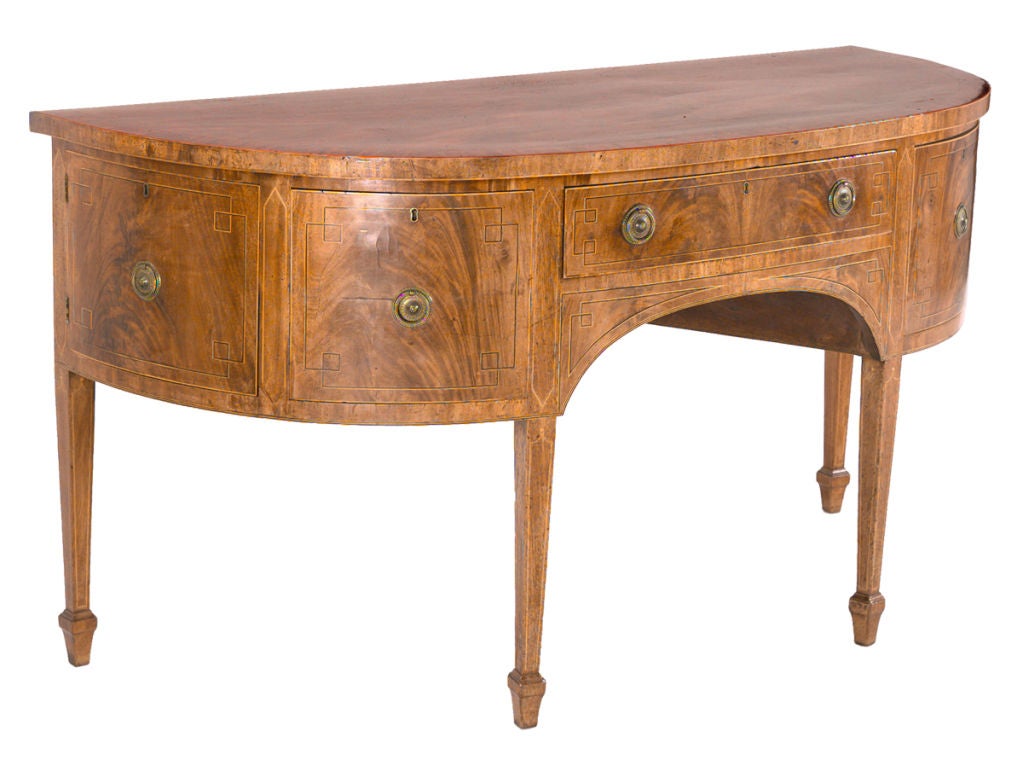 English Sheraton Period D-shaped Sideboard For Sale