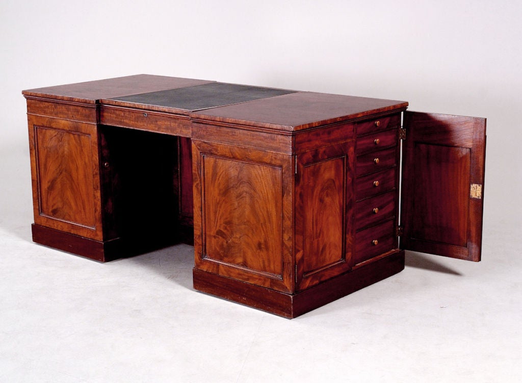 19th Century Pedestal Desk with Fitted Interior