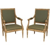 Pair of Louis XVl style painted armchairs