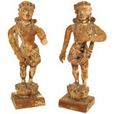 Pair of South Indian wood carvings