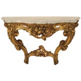 Louis XV gilt wood and marble top console table, 19th century