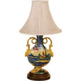 Antique Italian majolica decorated lamp
