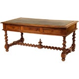 Louis XlV style walnut desk with a tooled leather top
