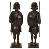 Antique Pair of wood carvings of knights
