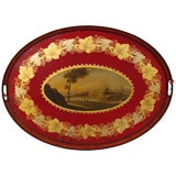 19th century oval painted tole tray