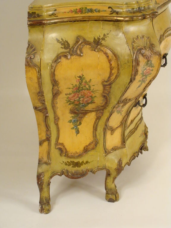 Italian Louis XV style painted bombe commode