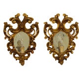 Pair of Italian baroque style gilt wood wall sconces