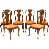 Antique Set of 6 Queen Anne walnut dining room chairs