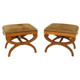 Pair of Italian Directoire fruit wood benches