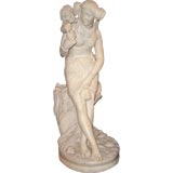 Antique Cararra marble statue of an Indian mother