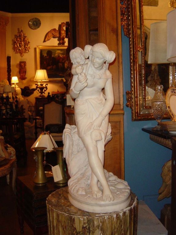 Cararra marble statue of an Indian mother