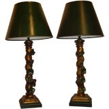 Pair Antique Columnar Lamps