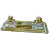 Antique Executive Brass Inkstand