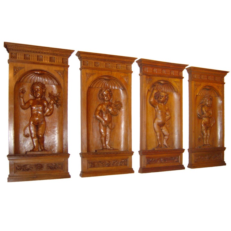 Set of Four French Four Seasons Panels For Sale