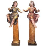 Pair of 17th century wood polychromed angels