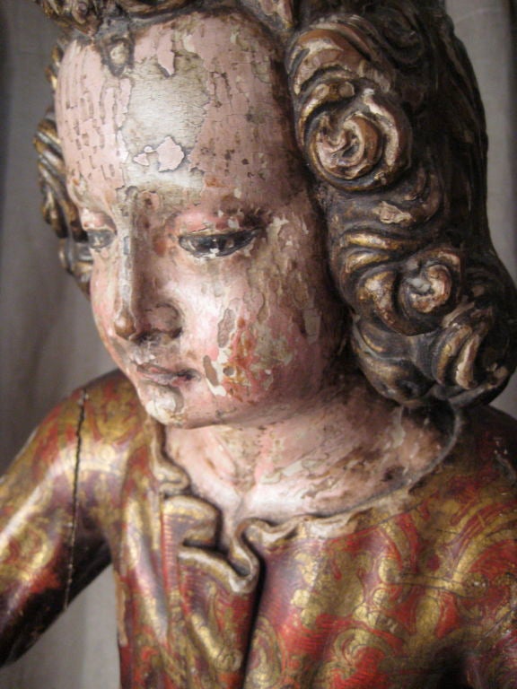 Pair of 17th century wood polychromed angels