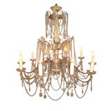 Italian gilded wood and crystal chandelier