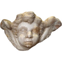 Antique 18th c., Marble Cherub Fragment