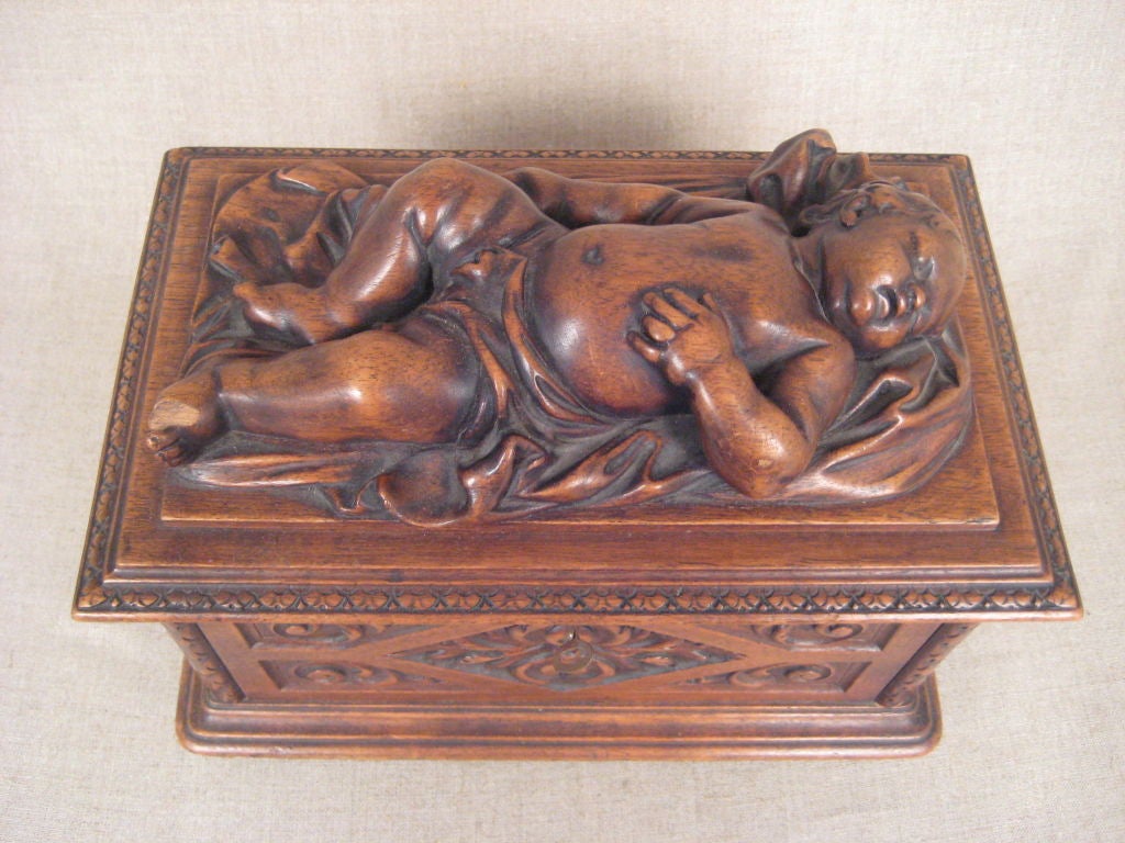 Carved wood box