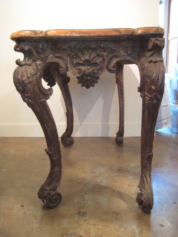Hand-Carved Antique, Silver Gilded, Italian Console For Sale