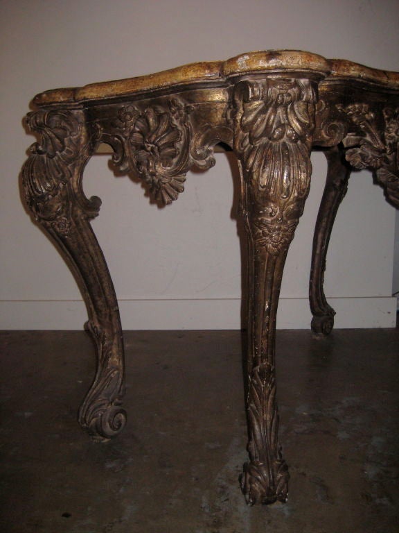 Wood Antique, Silver Gilded, Italian Console For Sale