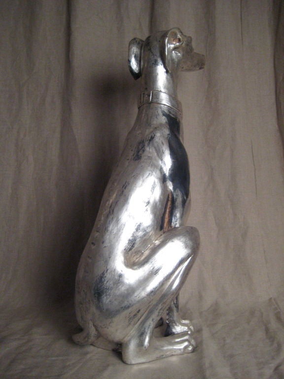 Gilt Wood Italian Greyhound Statue In Excellent Condition In Los Angeles, CA