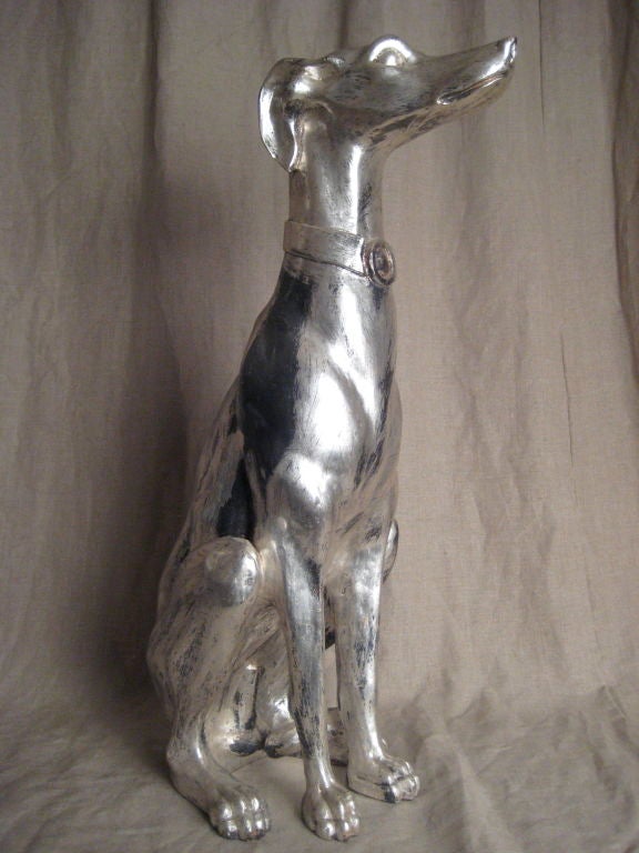 20th Century Gilt Wood Italian Greyhound Statue