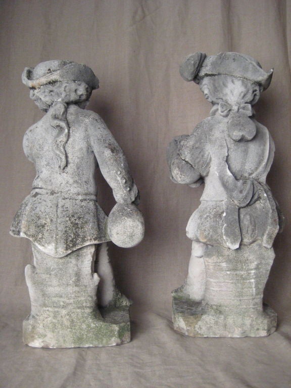 19th Century Pair of Limestone Statues
