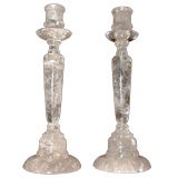 A Pair of Rock Quartz Crystal Candlesticks