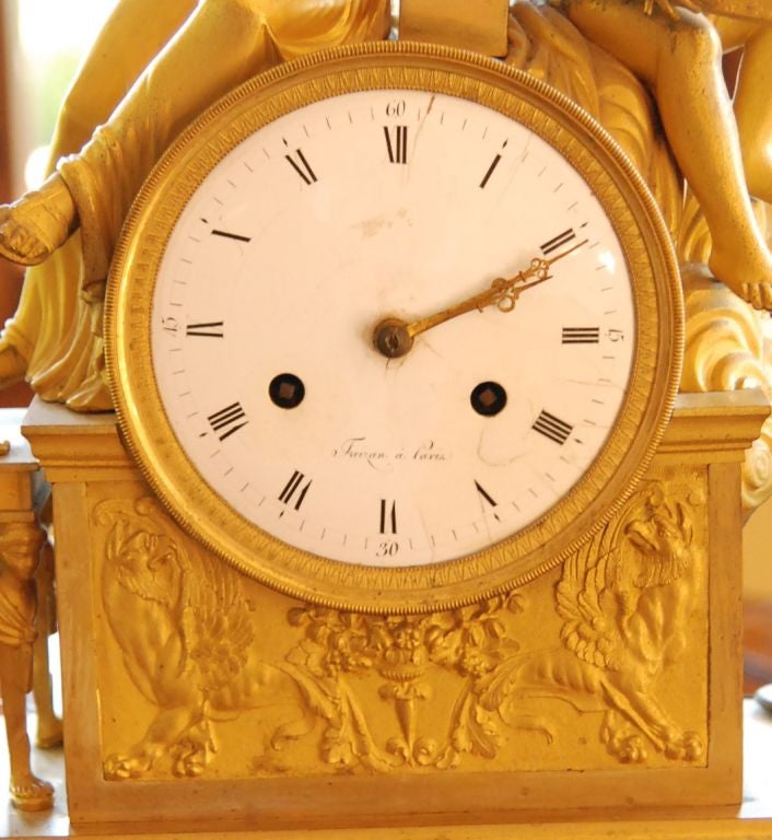Enamel Early 19th Century French Gilt Bronze Mantel Clock For Sale