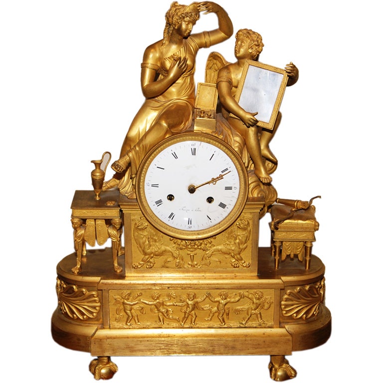 Early 19th Century French Gilt Bronze Mantel Clock For Sale