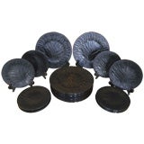 Set of 24 Black Crystal Lalique Plates