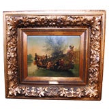 Antique Oil Painting of a Provincial Scene by A. Collin