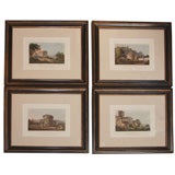 Ten 18th Century English Hand Tinted Temple Lithographs