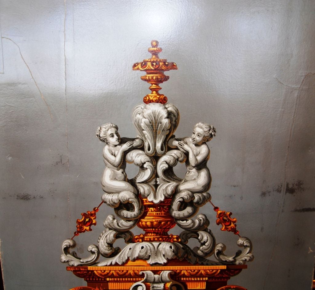 20th Century Pair of Italianate Wallpaper Panels Mounted on Canvas For Sale