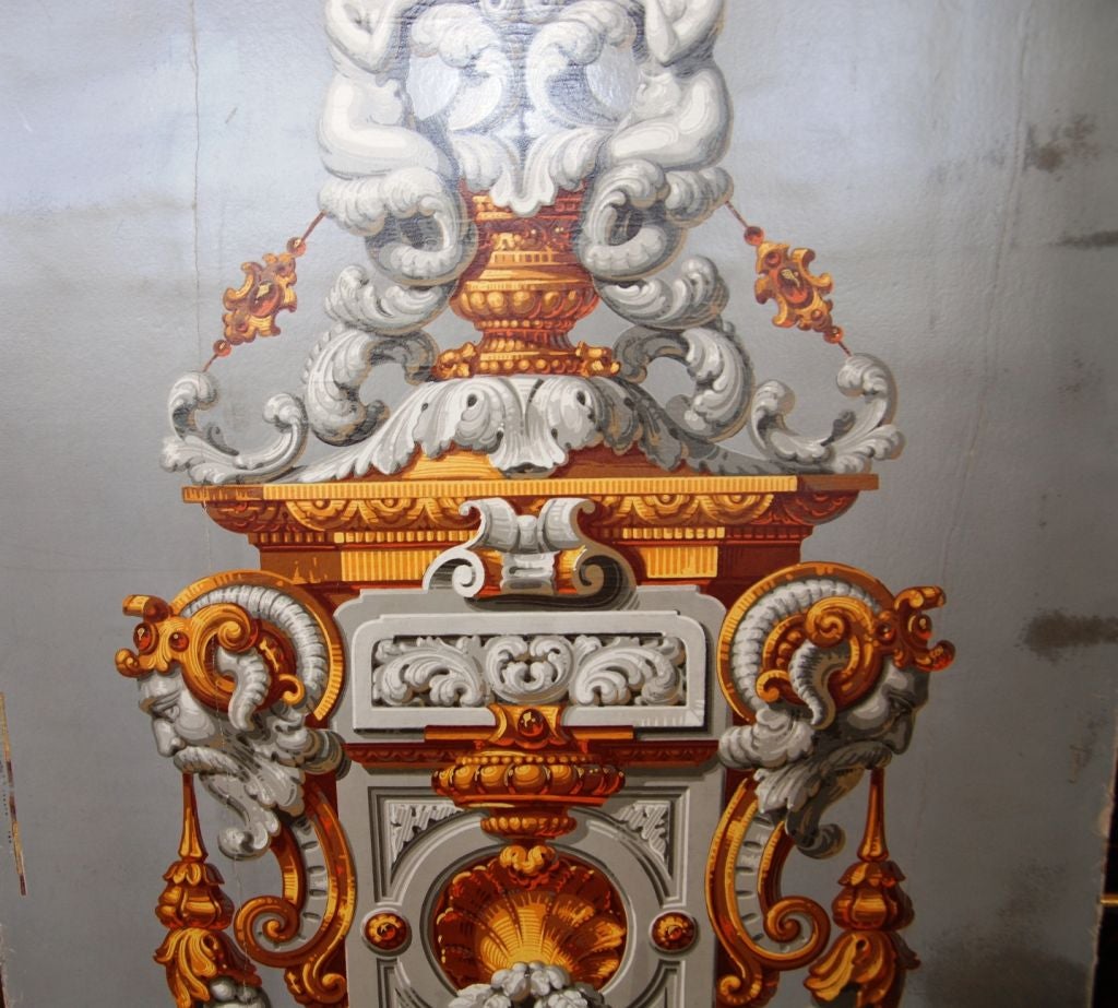 Pair of Italianate Wallpaper Panels Mounted on Canvas For Sale 1