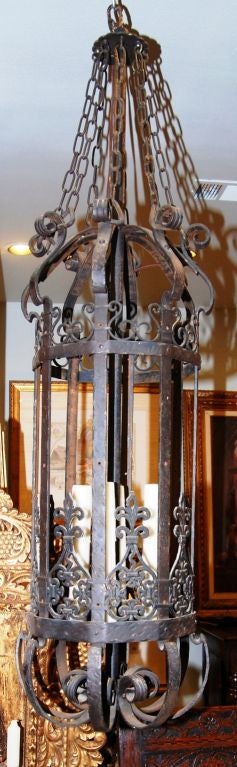 Hand Wrought Iron Lantern with Four Lights