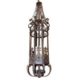 Antique Hand Wrought Iron Lantern with Four Lights