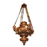 Antique 18th Century Italian Gilt Wood and Bronze Lantern