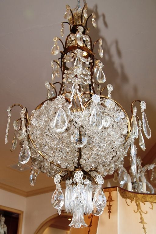 French Bronze and Crystal Chandelier