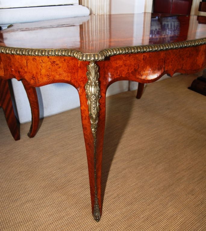 French Burl Wood and Bronze Mounted Writing Table