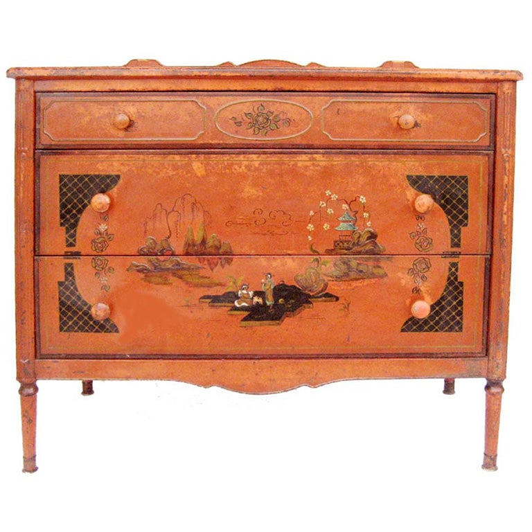 1920's  CHINOISERIE METAL COMMODE BY SIMMONS COMPANY For Sale