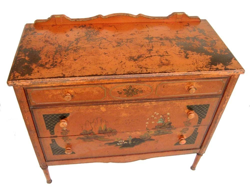 1920's  CHINOISERIE METAL COMMODE BY SIMMONS COMPANY For Sale 2