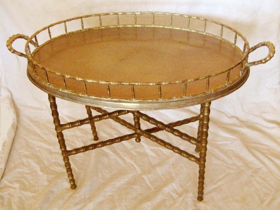 ITALIAN FAUX BAMBOO BRASS TABLE/TRAY