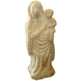 Antique 19TH CENTURY ITALIAN HAND CARVED STONE STATUE OF MADONNA & CHILD