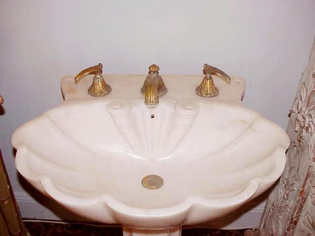 Marble sink by Sherle Wagner. Comes apart into two pieces.