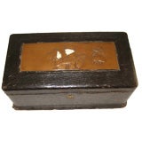 Antique French Leather Box With Brass & Ivory