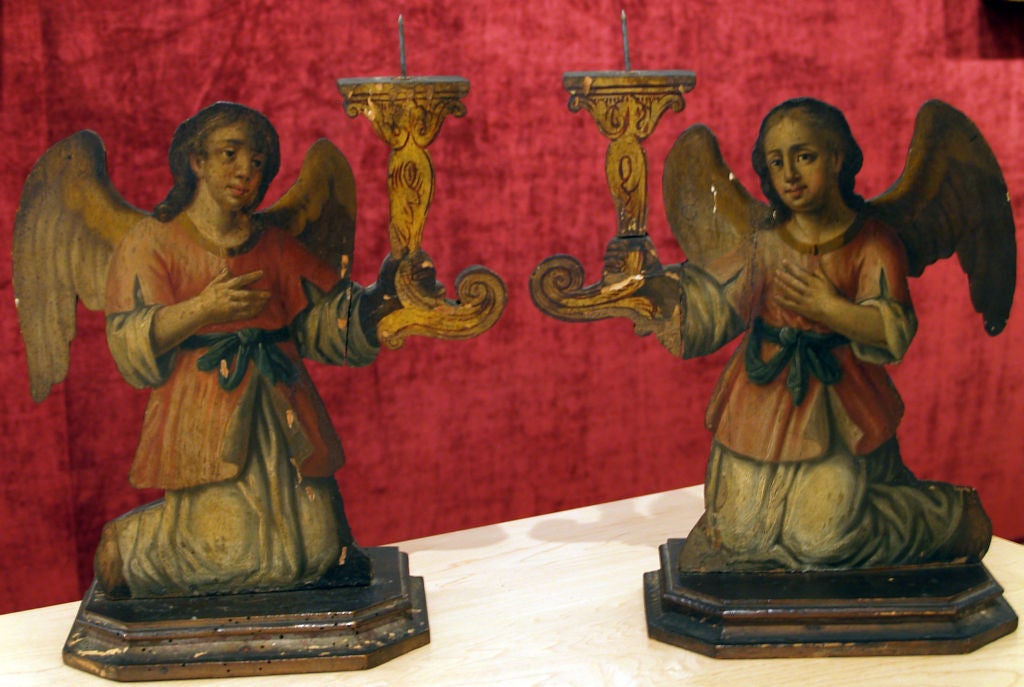 Belgian Kneeling Angels (Flemmish pair of candlesticks) For Sale
