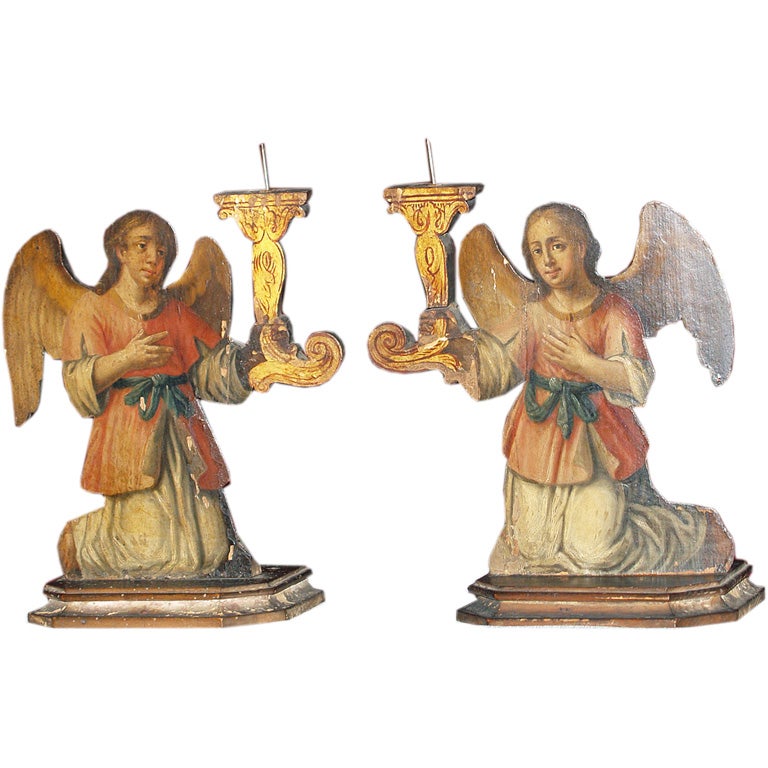 Kneeling Angels (Flemmish pair of candlesticks) For Sale